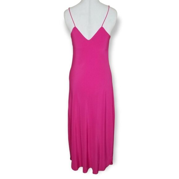 Vintage 70s 80s Christian Dior Pink Midi Slip Dress Flower Pearl On Chest - Picture 6 of 10